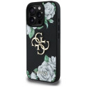 Case Guess Grained Roses Big 4G logo for iPhone 16 Pro black