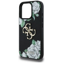 Case Guess Grained Roses Big 4G logo for iPhone 16 Pro black