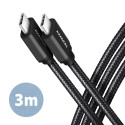 Axagon USB-C - USB-C 3 m must kaabel (BUCM3-CM30AB)