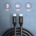 Axagon USB-C - USB-C 3 m must kaabel (BUCM3-CM30AB)