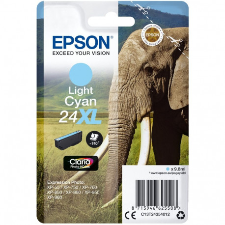 "Epson Tinte 5LB 24XL ink cartridge light cyan high capacity 9.8ml 740 pages 1-pack blister without 