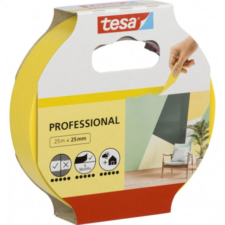 Tesa Masking Tape 25m x 25mm Preci.indoor yellow 56270