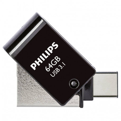 Philips 2 in 1 OTG 64GB USB 3.1 + USB C kesköö must