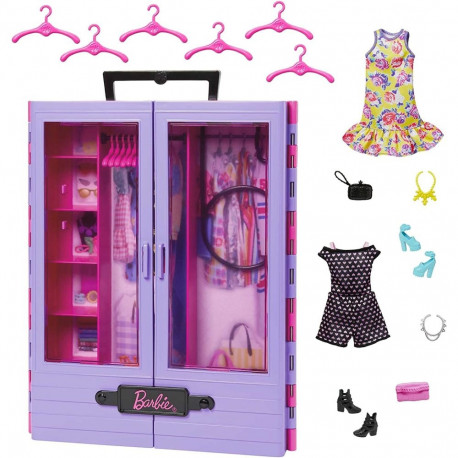 Mattel Barbie wardrobe, doll furniture (pink/white)