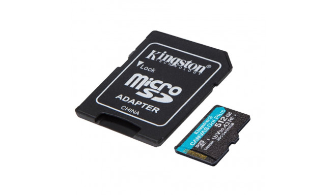 Kingston | Canvas Go! Plus | 512 GB | microSD | Flash memory class Class 10, UHS-I, U3, V30, A2