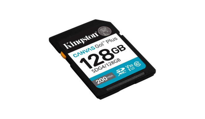 Kingston Canvas Go! Plus 128 GB SD mälukaart klass 10, UHS-I, U3, V30