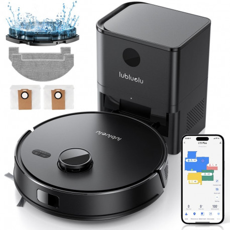 Lubluelu L15 Plus Robot Vacuum 3-in-1 5000Pa LiDAR Self-Empty Station Black