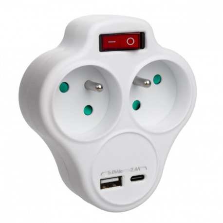 Splitter dual socket x2 USB MCE336 type E