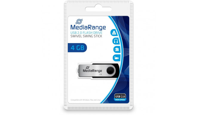 "STICK 4GB MEDIARANGE MR907 B - Schwarz - Silber"