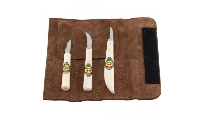 Kirschen Set of carving knives Velourleather bag