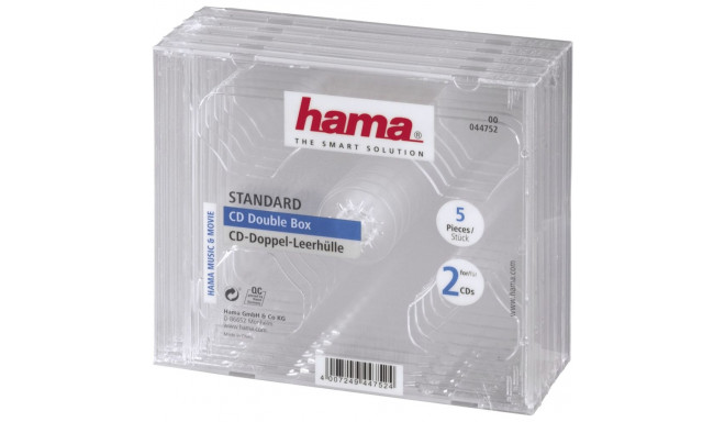 Hama CD-Double-Box     pack of 5 Transparent Jewel-Case     44752