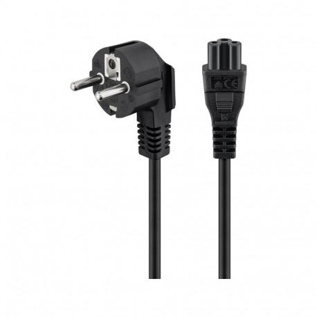 220V Toitekaabel 1.8m, must, CEE 7/7 pistik nurgaga - C5