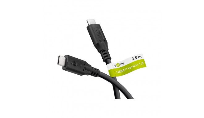 Goobay USB-C kaabel, USB4, 100 W, 20 Gbit/s, Power Delivery, 2 m, must | Goobay