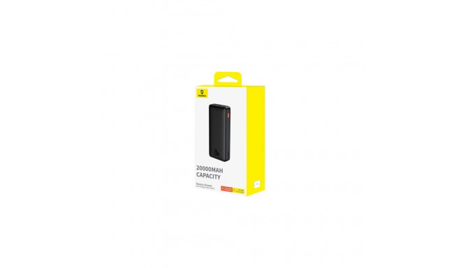 Baseus Power Bank Airpow, C+U, 20W, 20000 mAh, with Baseus Simple Series Type-C 0,50m cable, Black (