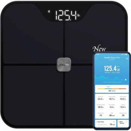 iHealth juhtmevaba kehamassiindeksi mõõtmise kaal Nexus Pro maksimaalne kandevõime 181 kg must