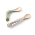 BabyOno plastic spoons for babies 2 pcs beige green 1066/07