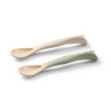 BabyOno plastic spoons for babies 2 pcs beige green 1066/07