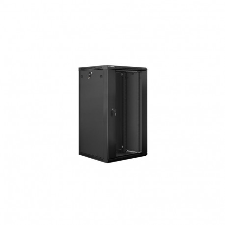 Lanberg wall-mounted installation rack cabinet 19'' 22U 600x600mm black (glass door)