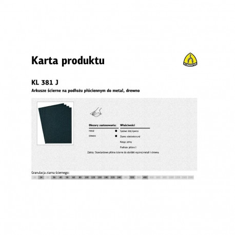 KLINGSPOR abrasiivkangast leht P 320 KL381J, 50 tk