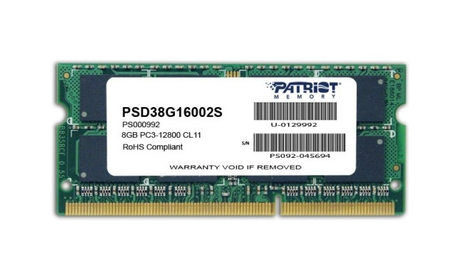 Patriot Memory 8GB PC3-12800 memory module 1 x 8 GB DDR3 1600 MHz