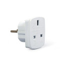 Gembird A-AC-UKEU-001 toitepistiku adapter tüüp G (UK) tüüp F valge