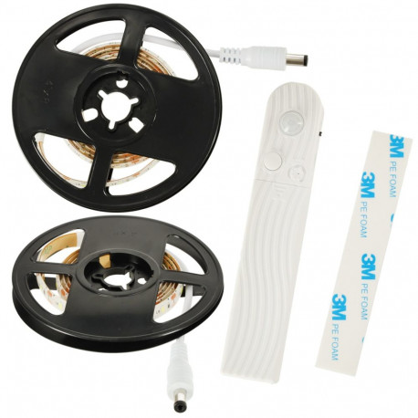 USB liikumisanduri LED ribad 1M külmvalge, akutoitel töötav USB liikumisanduriga