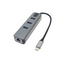PremiumCord Adapter USB-C to Gigabit 10/100/1000Mbps + 3x USB3.2 connector