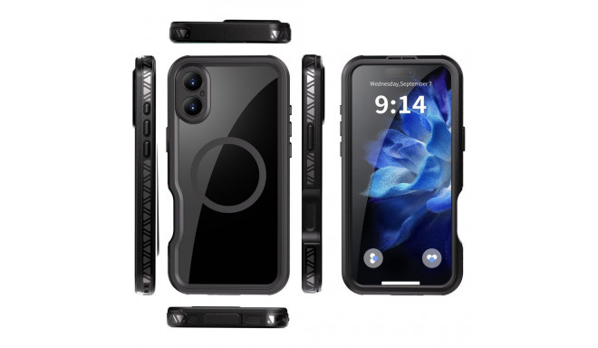 Case for iPhone 16 PLUS Shellbox GT waterproof MagSafe compatible black