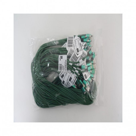 OMEGA FABRIC BRAIDED LIGHTNING TO USB 2A POLY 1M GREEN [44039]