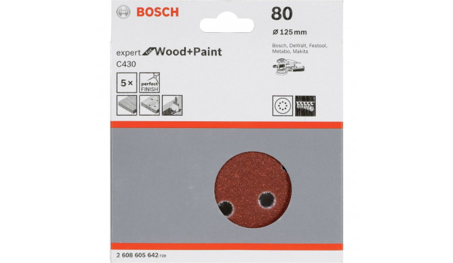 Bosch lihvimispadi C 430 D125MM puit, teralisus 80, 5 tk.