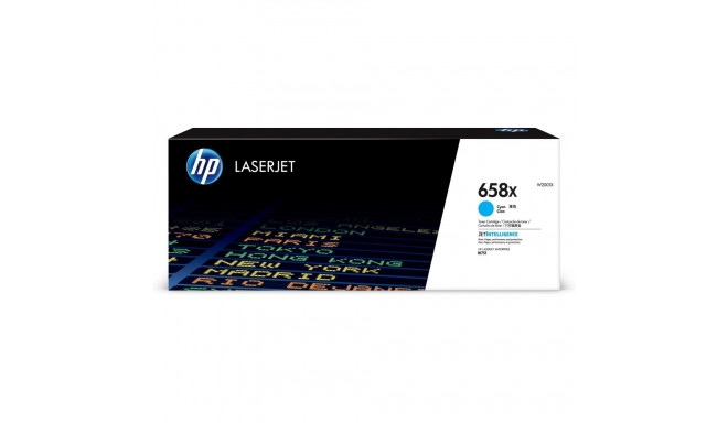 HP 658X kõrge tootlikkusega tsüaan originaal LaserJet toonerikassett