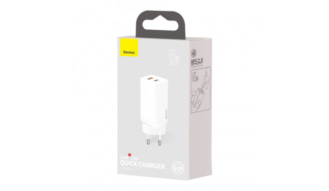 Baseus GaN2 Lite laadija USB-C | 65W valge