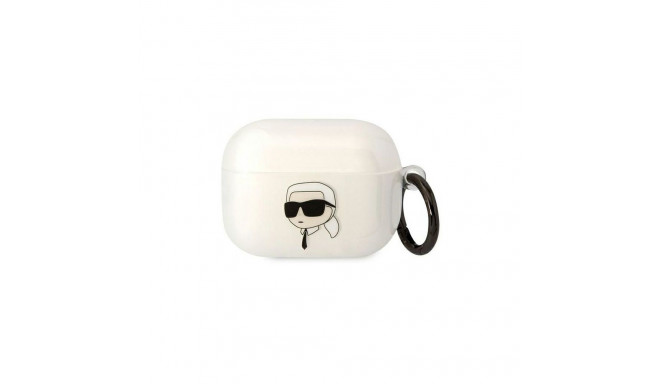 Karl Lagerfeldi 3D logo NFT Karl Head TPU ümbris Airpods Pro jaoks valge