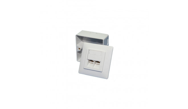 CAT.6 universaalne seinadoos koos pinnapealse paigaldusraamiga 2x RJ-45-pesaga, valge