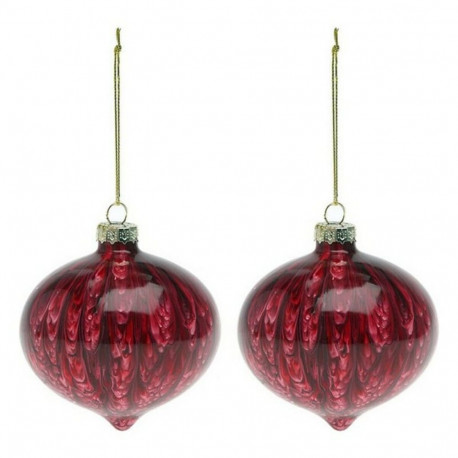 Christmas Baubles (2 pcs) 112490 Brown Red 8 cm (2 Units)