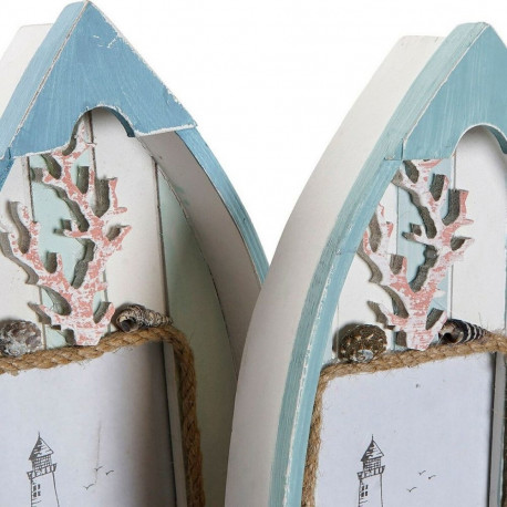 Fotoraam DKD Home Decor 8424001731435 Barco Sinine Valge Puit MDF Vahemere (2 Ühikut)