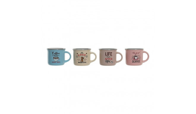 Krūze DKD Home Decor Coffee Porcelāns Bone China (180 ml) (4 pcs)