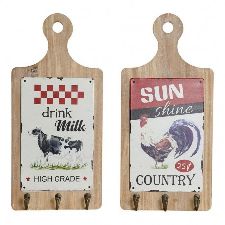 Mütsialus DKD Home Decor Punane Puit Metall (2 pcs) (21 x 5 x 45 cm)