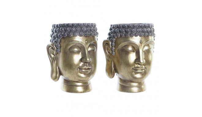 stādītājs DKD Home Decor Pelēks Bronza Buda Sveķi Austrumniecisks (2 gb.)