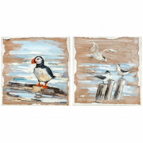 Glezna DKD Home Decor Putni Vidusjūra (45 x 2,7 x 45 cm) (2 gb.)