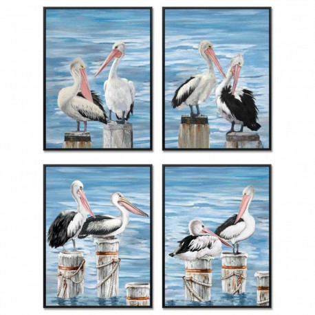 Maal DKD Home Decor Ptak Vahemere (53 x 3,5 x 73 cm) (4 Ühikut)