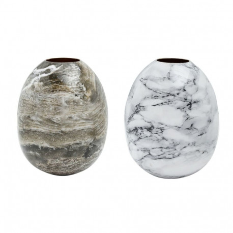 Vase DKD Home Decor Metal Brown White Marble Modern (13 x 13 x 16 cm) (2 Units)