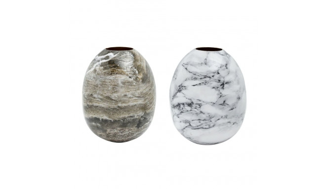 Vaas DKD Home Decor Metall Pruun Valge Marmor Kaasaegne (13 x 13 x 16 cm) (2 Ühikut)
