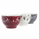 Kausside komplekt DKD Home Decor Valge Punane Hall Portselan 500 ml 13 x 13 x 8 cm (3 Ühikut)