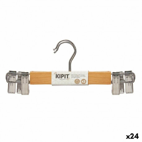 Set of Clothes Hangers Kipit 29100196 29100196 Brown Silver Wood Metal 28,5 x 2,5 x 11,5 cm 28,5 x 1