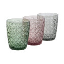 Glāžu komplekts DKD Home Decor Zaļš Pelēks Rozā Stikls Ar reljefu 240 ml (6 gb.)