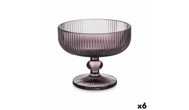Ice Cream and Milk Shake Glass Stripes Grey Glass 310 ml (6 Units)