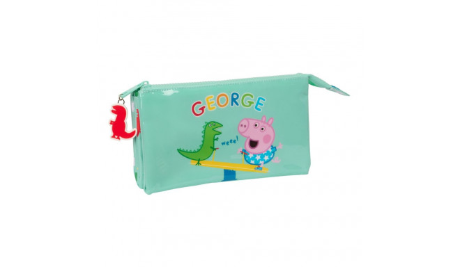 Kahe tõmblukuga pliiatsikarp Peppa Pig George Mündiroheline 22 x 12 x 3 cm