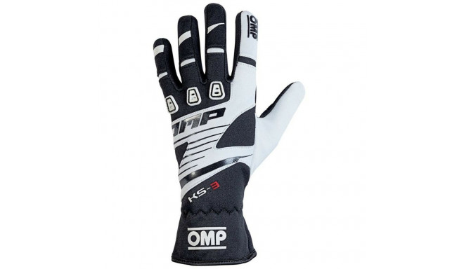 Karting Gloves OMP KS-3 Valge/Must Must/Valge XXS
