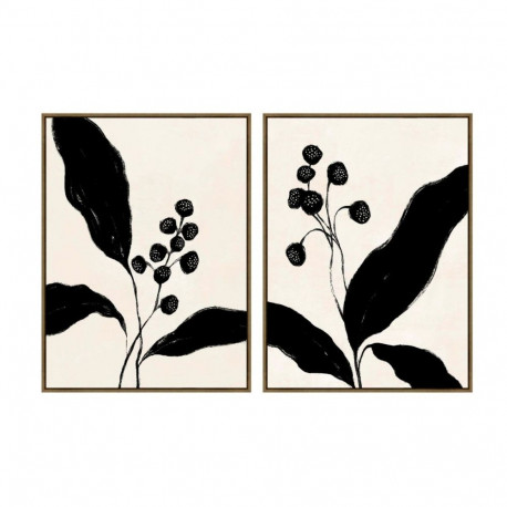 Glezna Home ESPRIT Melns Bēšs Zieds Urbāns 75 x 4 x 100 cm (2 gb.)